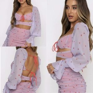 White Fox Boutique Lavender and Pink Crop Top